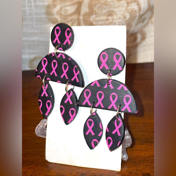 Jewelry - Breast Cancer Awareness Pink Ribbon Earrings NWOT